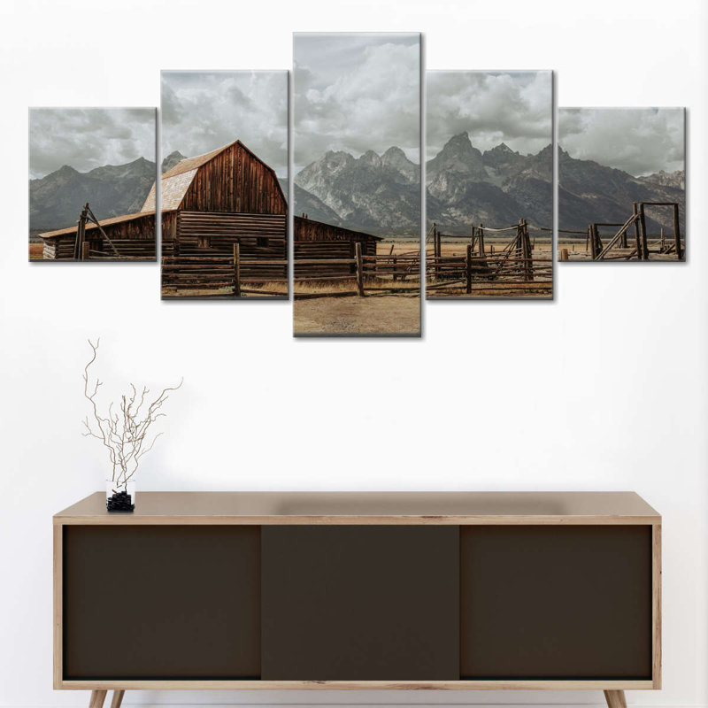 Grange Moulton Barn sur toile, 5 pièces, H 30 po x l 68 po x P 1 po