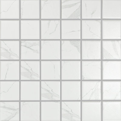 Carreau de mosaïque carré en porcelaine Statuario 2 po x 2 po