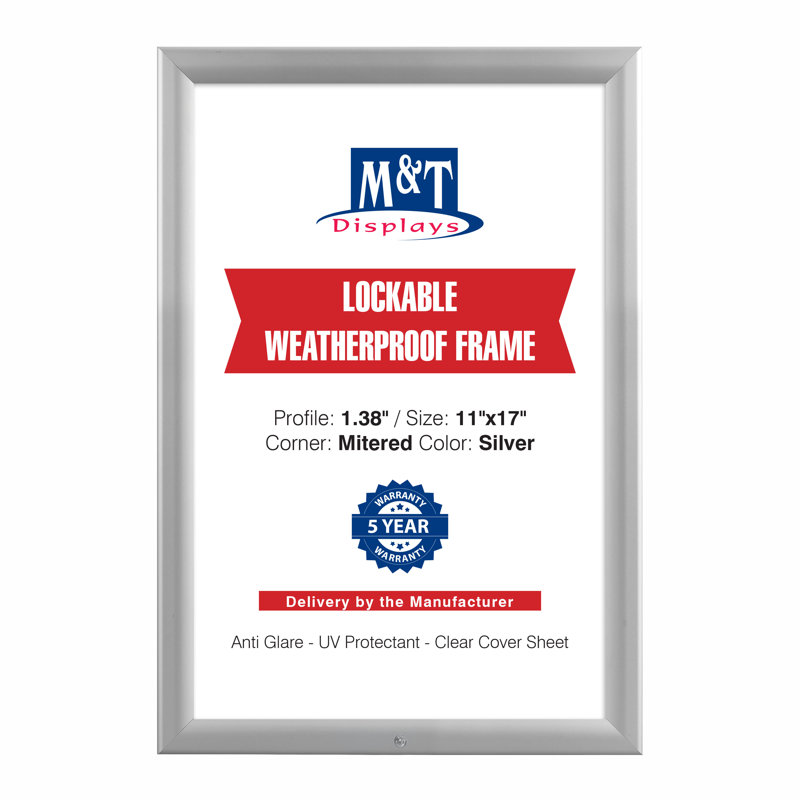 Silver Metal Beveled Picture Frame, 11" x 17"