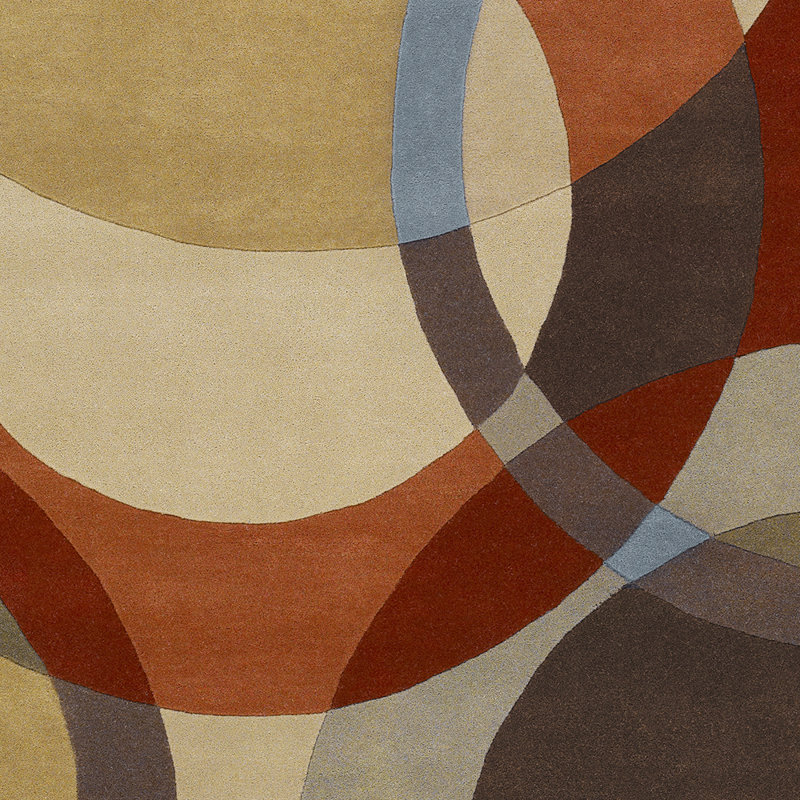 Tapis chocolat / rouge en laine touffeté à la main Ayeln, Rectangle 8 pi x 11 pi
