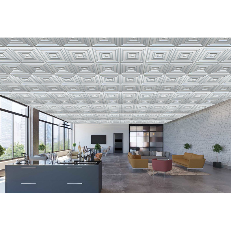 Carreau de plafond en PVC 2 pi x 2 pi Falkirk Perth, Argent