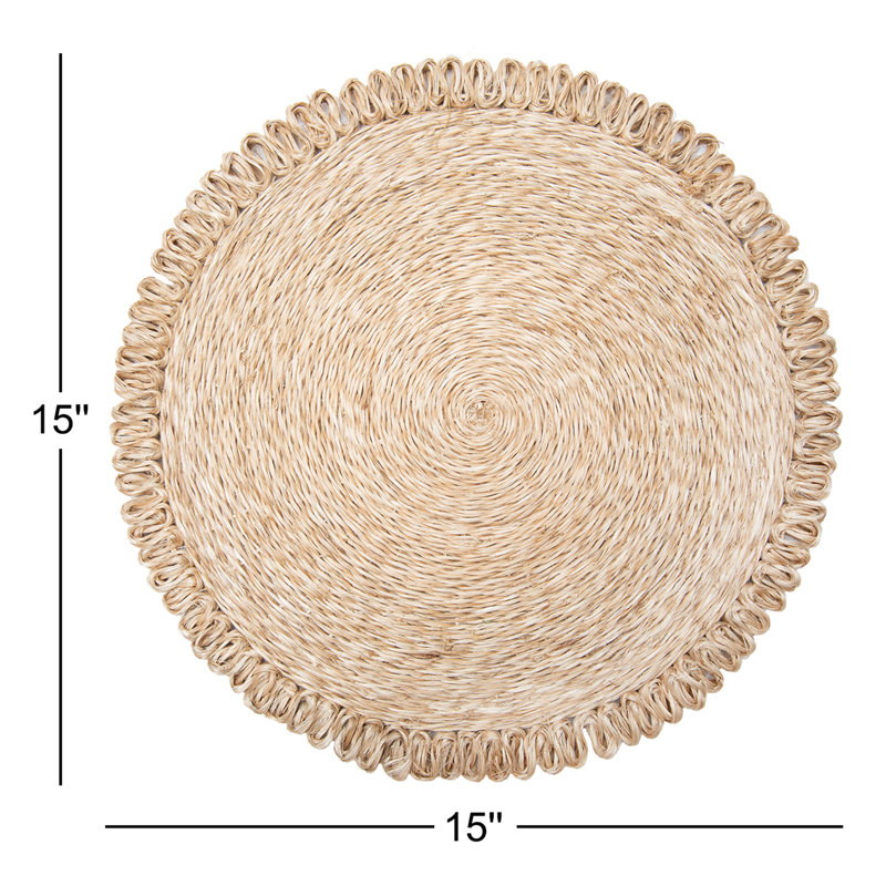 Amaretto Abaca Round Placemat, Natural