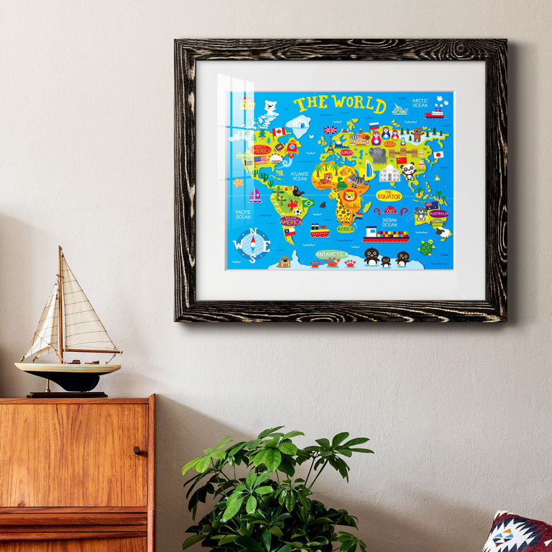 Carte du monde - impression encadrée, H 31 po x l 44 po x P 1 po, Cadre noir
