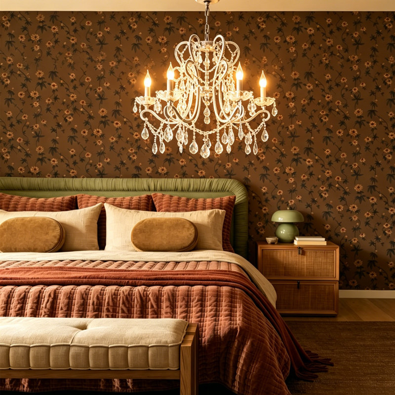 Lustre traditionnel de style bougie Valmira , Six lumières, H 24 po x l 24,8 po x P 24,8 po