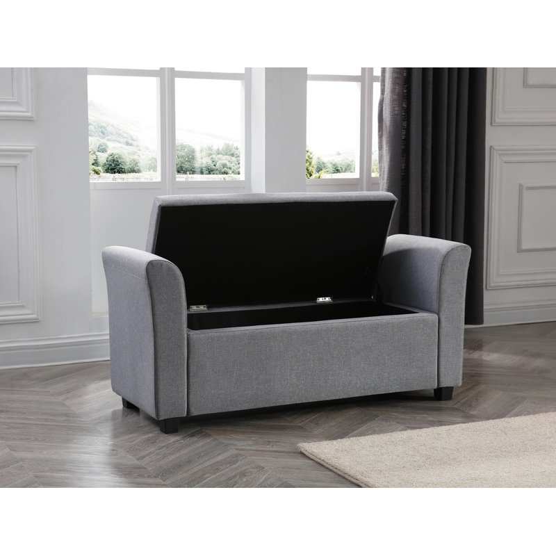 Cheeseman 120cm Wide Rectangle Solid Colour Standard Ottoman with Storage, Grey Linen