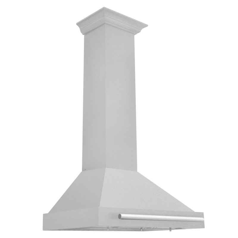 ZLINE 30 in. Convertible Satin Stainless Steel Wall Mount Range Hood with Matte Shell and Stainless Steel Handle, Satin