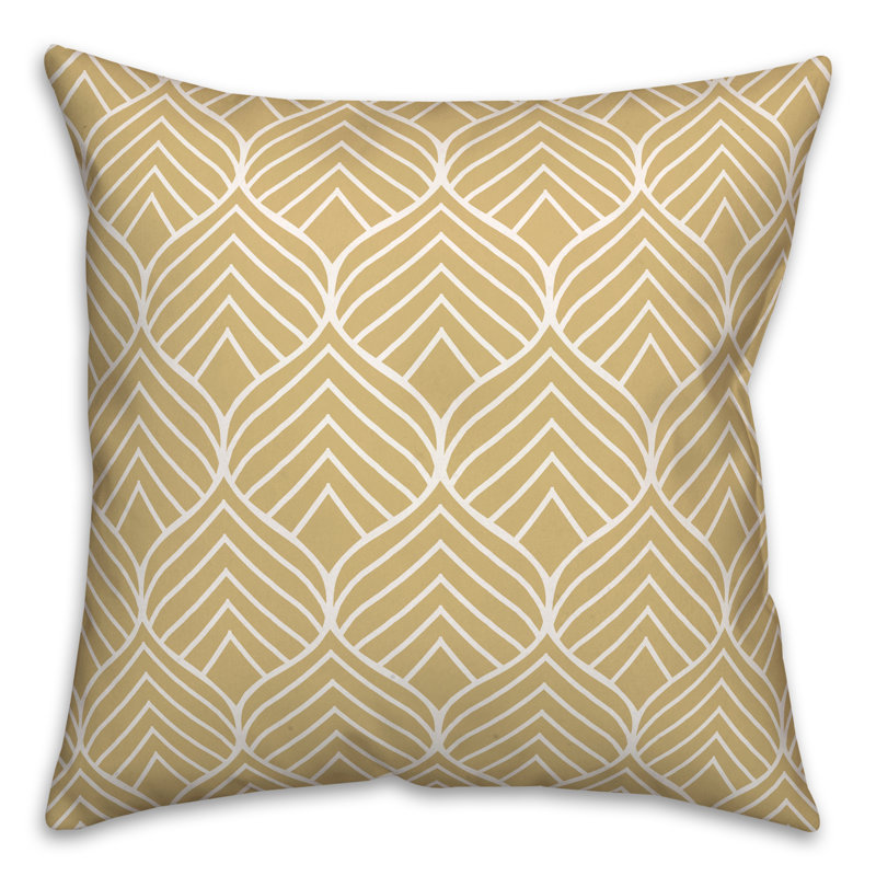 Housse et insert de coussin carré extérieur Geo Leaf 3, 20 po x 20 po, Jaune