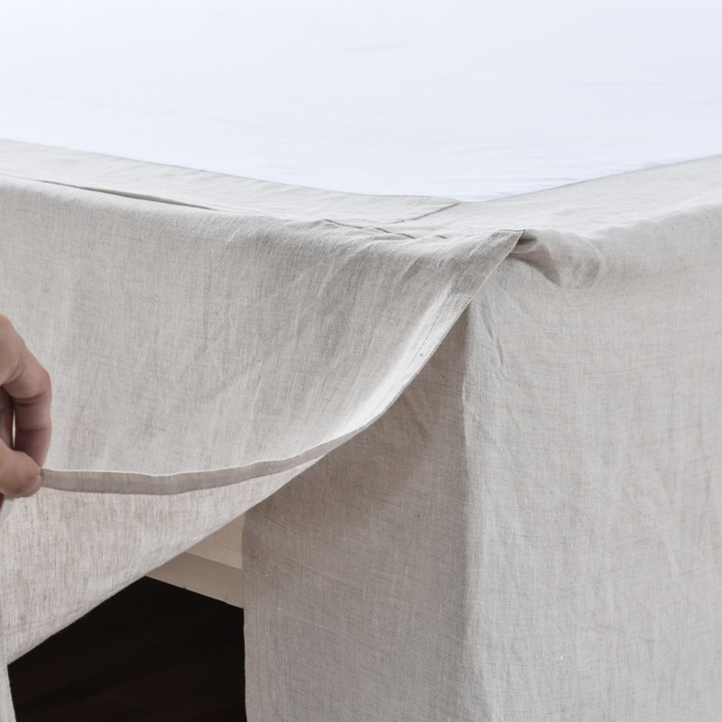 Linen Tailored Bed Skirt 16" Drop, Queen, Natural