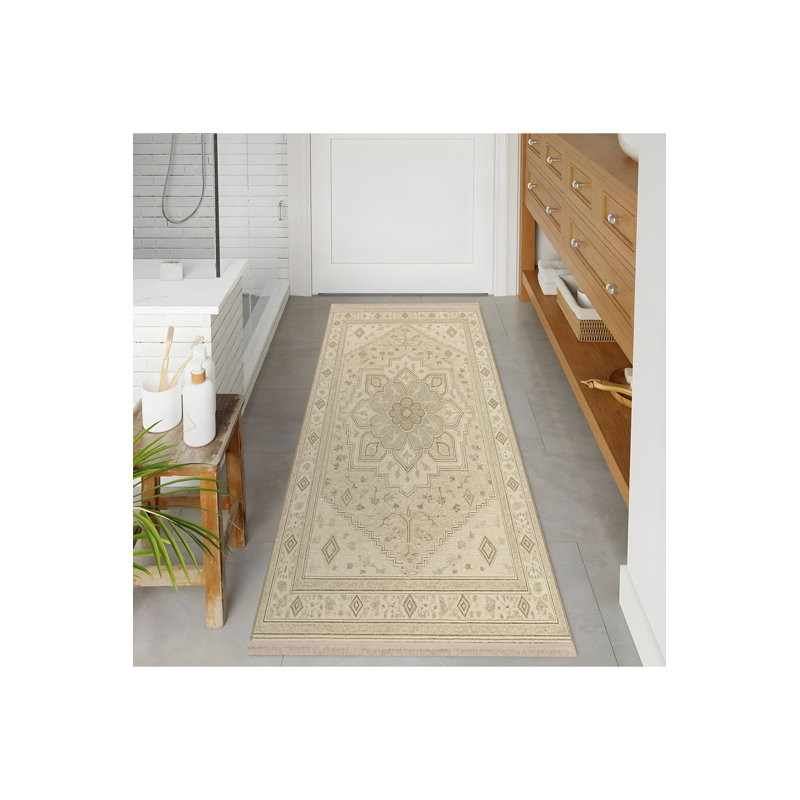 Tapis beige tissé traditionnel Mosso, 3 pi 3 po x 4 pi 11 po