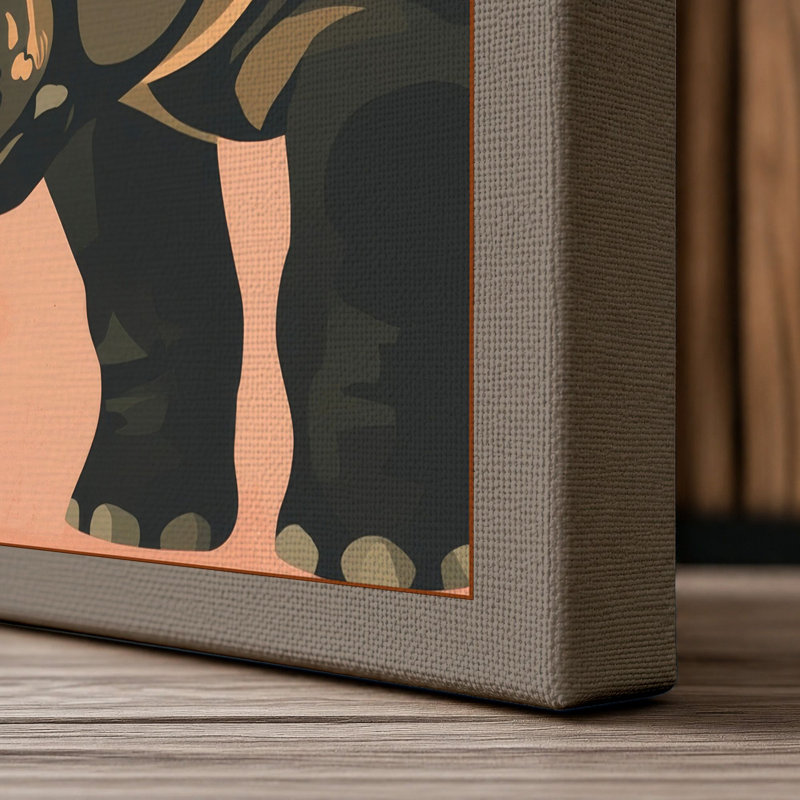 Hippopotamus Profile Modern - Wrapped Canvas, 36x24 - 91.4 x 61.0 cm, Taupe Border