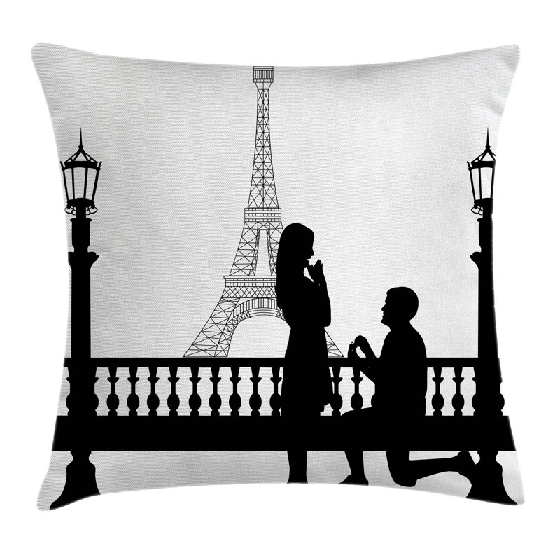 Paris Proposal Black and White Polyester Throw Pillow