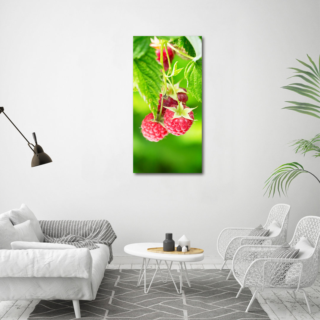 Himbeeren auf dem Busch - Kunstdrucke auf Leinwand - Wrapped Canvas