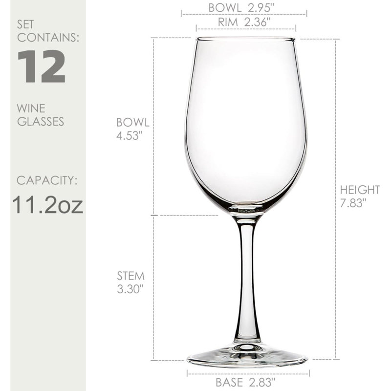 Verre à vin rouge durable et élégant 11,2 oz - ensemble de 12 - design classique pour fête et mariage