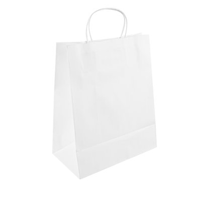 Restaurantware-Saving Nature 10.2 x 5.5 x 12.6 Inch Paper Shopping Bags, 100 Sturdy Bags With Handles - Durable, For Groceries, White Paper Retail Handle Bag, For Gifts