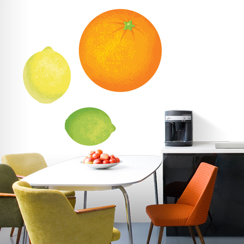 Décalcomanie murale orange, citron, lime, Grand