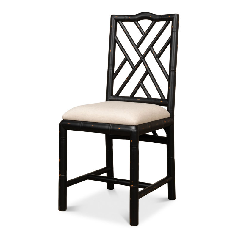Brighton Fabric Cross Back Side Chair in Beige, Black