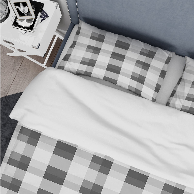 Ensemble de housse de couette moderne noir et beige Modern Gingham Bliss II