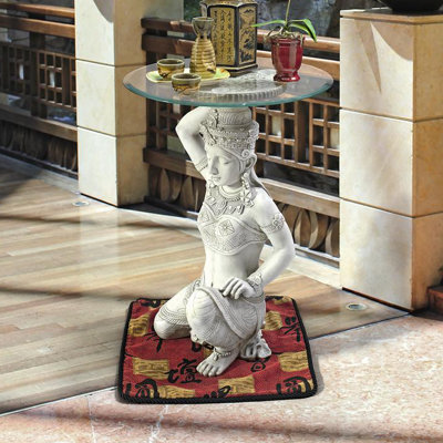 Grande table de bout avec figurine de 26 po de style thaïlandais Teppanom