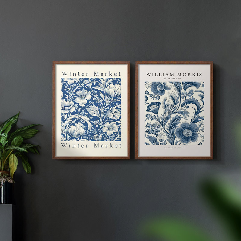 Vintage Floral LVI - Impression Giclée sur cadre - ensemble de 2, H 23 po x l 58 po, Noyer