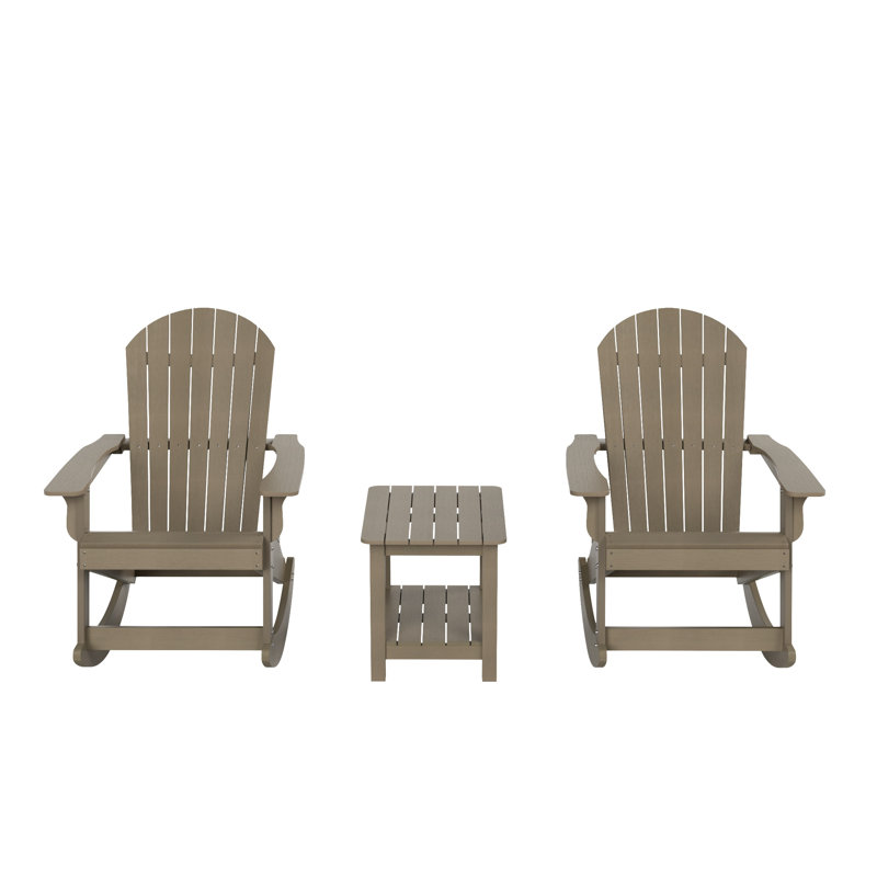 Ensemble de 2 chaises berçantes avec table Arrirack Adirondack Arrlo, Taupe