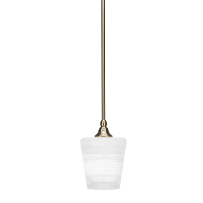 Mini-luminaire suspendu suspendu au fini nouvel âge avec verre matriciel blanc de 6 po