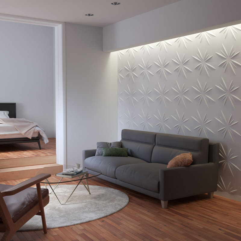 Panneau mural 3D 19,625 "x 19,625" en blanc (paquet de 12)