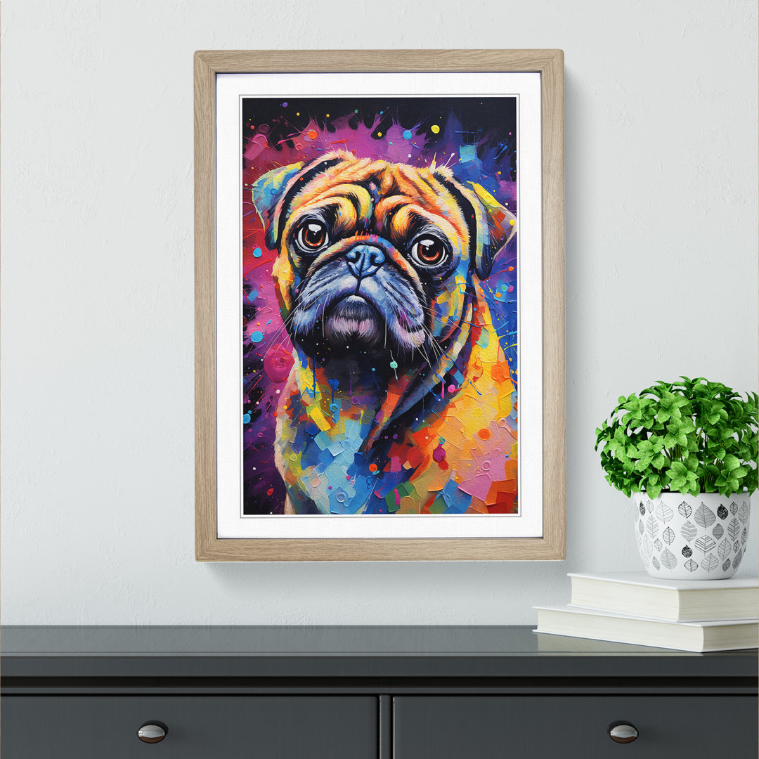 Pug Pug Pug Tachisme Art - Framed Print