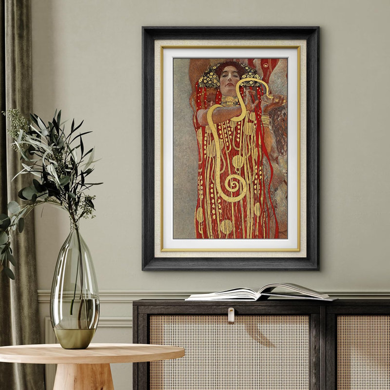 "IDÉE4WALL", art mural encadré de qualité supérieure par Gustav Klimt, Cadre noir, Pas de tapis