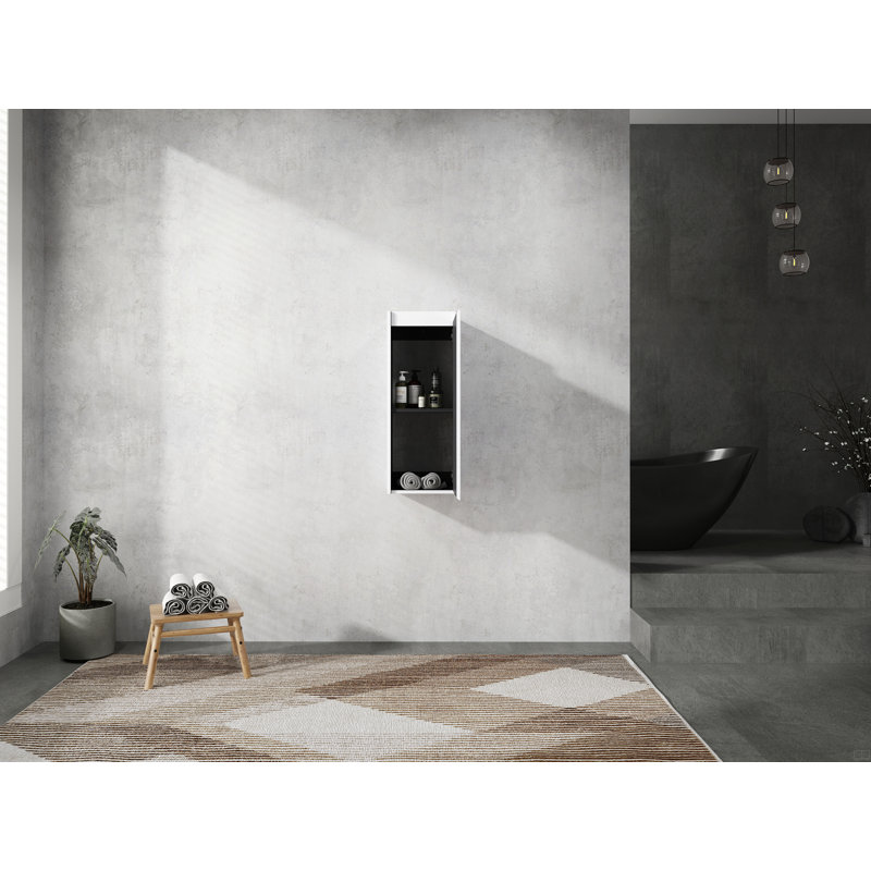 12" Bathroom Side Cabinet,Soft Close Doors,Float Mounting Design, White