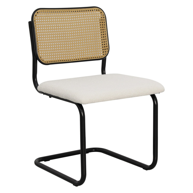 Ensemble de 2 chaises de salle à manger de style Mid-Century modernes en velours avec dossier naturel, beige