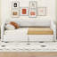 Lit de jour simple rembourré très grand avec deux tiroirs, beige