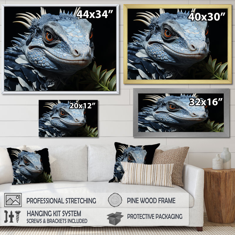 Amphibien curieux reptile, Cadre simple noir, H 16 po x l 32 po x P 1 po