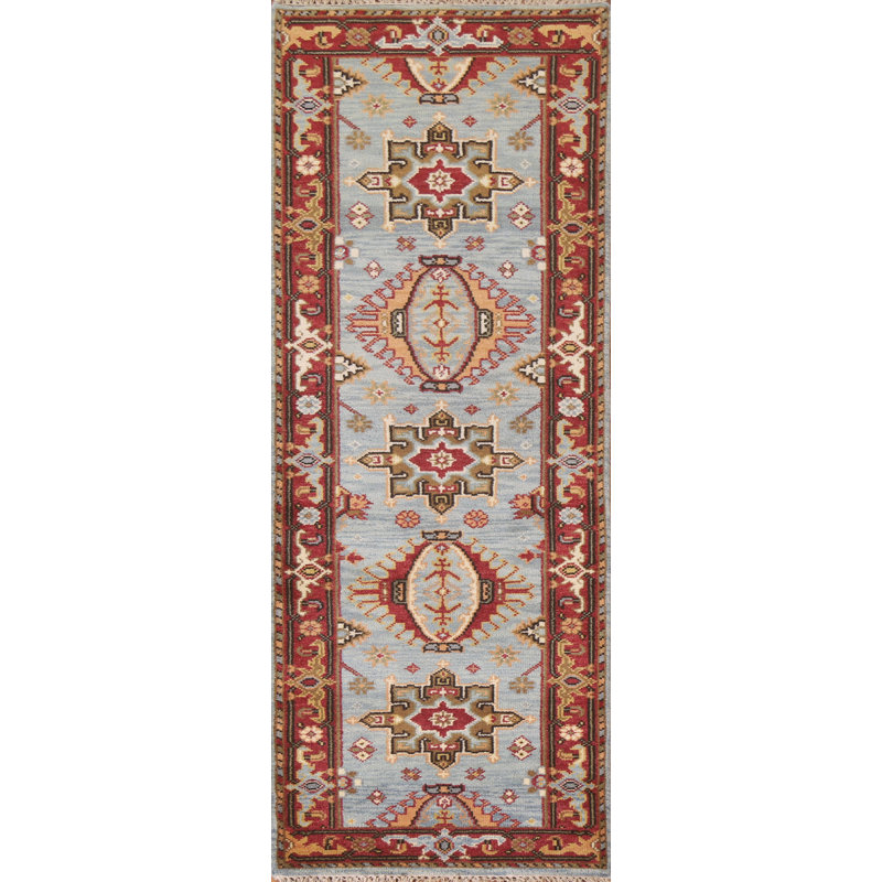 Tapis de couloir géométrique en laine 3x8