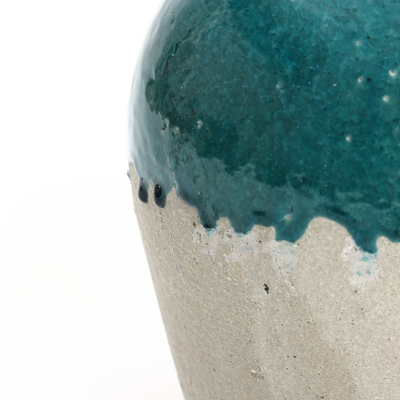 11.4" Green and White Terracotta Decorative Vase for Home Decor
