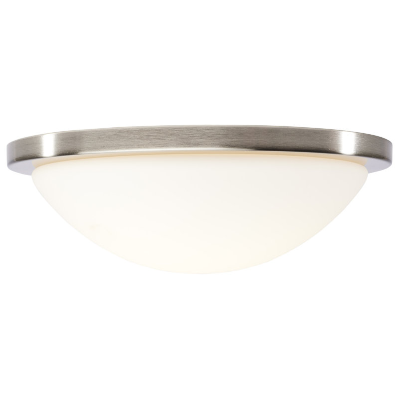 Glass LED Flush Mount, Brushed Nickel, 4" H x 13" W x 13" D