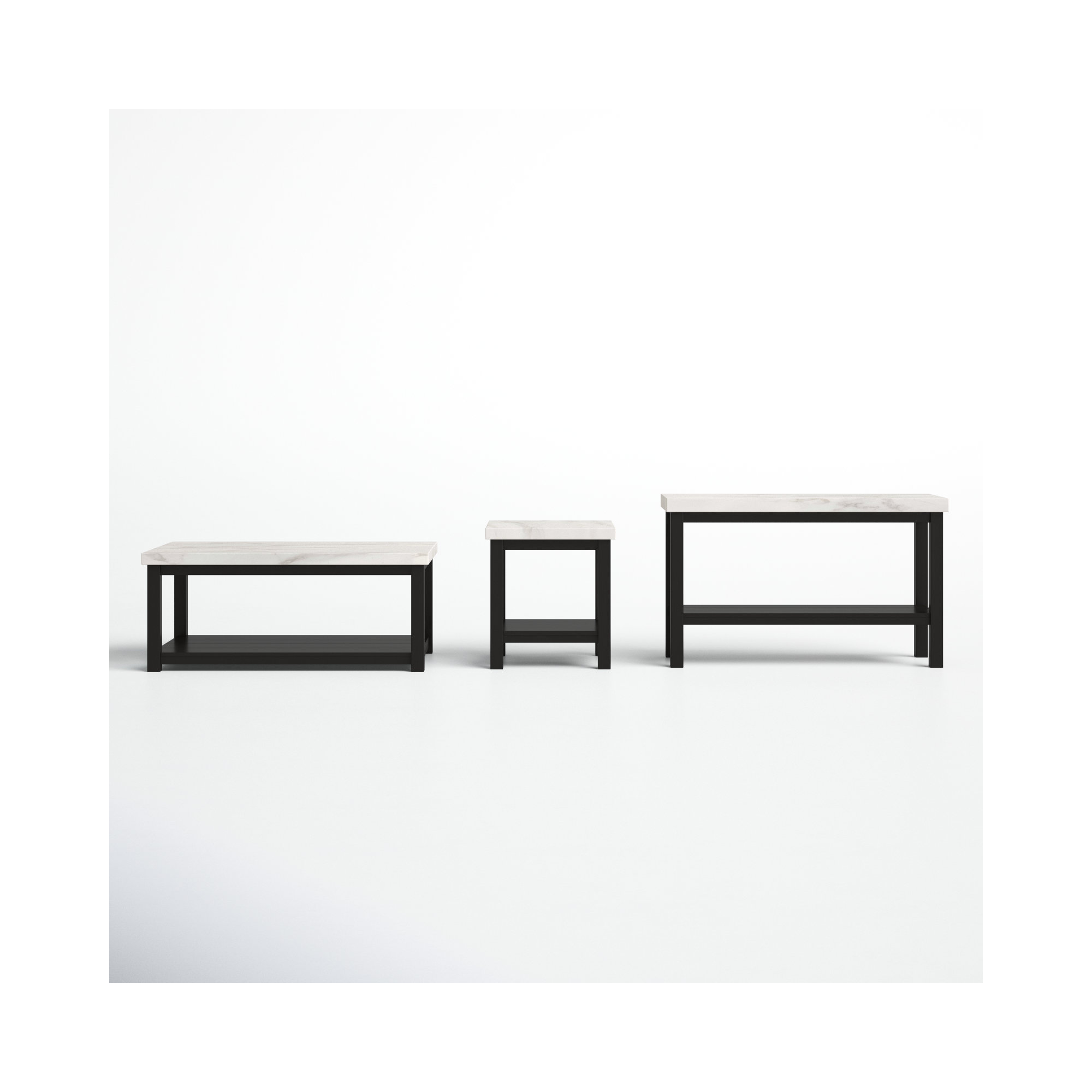 Benniton 3 - Piece Marble Top Living Room Table Set