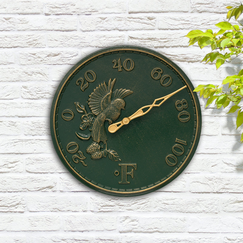 16" Songbird Thermometer, Green/Gold