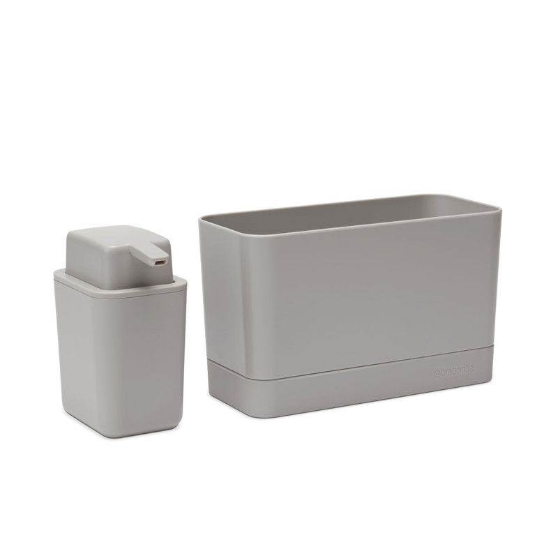 Mid Gray Plastic Sink Organizer with Soap Dispenser