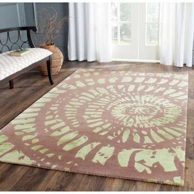Tapis abstrait en laine touffeté à la main prune / brume Laredo