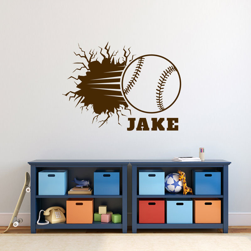 Décalcomanie murale découpée baseball Jimenez, Brun chocolat, Oui