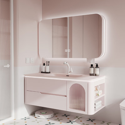 Modern light luxury pink bathroom cabinet
