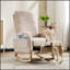 Chaise berçante moderne avec pieds en bois massif, fauteuil oscillant rembourré avec poche latérale et repose-pieds, dossier haut pour un confort ultime