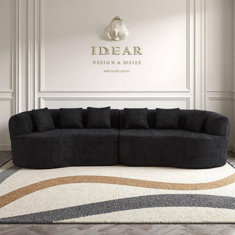 Canapé modulaire incurvé de 111,5 po - Coussin de nuage surdimensionné sans os avec 6 coussins, mousse à mémoire de forme et ressorts ensachés - Chenille, siège profond, aucun assemblage requis - Moderne 5 places pour le salon, appartement