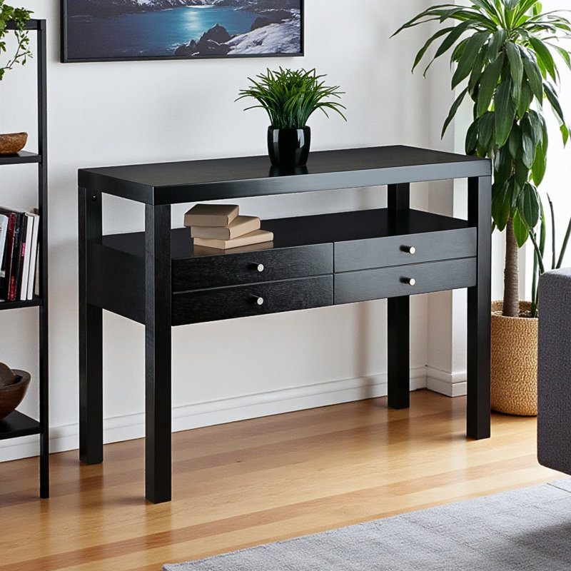 Elevate Rectangular 2-Drawer Brown Finish Console Table, 29.99" H X 40.05" W X 16.97" D