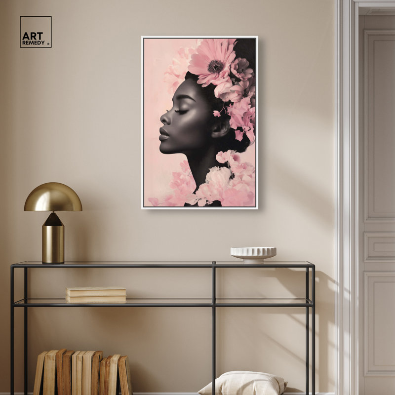 «Flourish in Pink Bloom», reproduction murale encadrée par Glam, H 31 po x l 21 po, Cadre en acrylique blanc