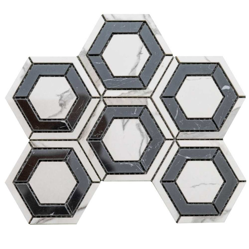 Carreau en porcelaine aspect marbre Stately Geo Hex 9 "x 11"