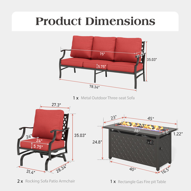 Ensemble de conversation pour l'extérieur, Rouge
