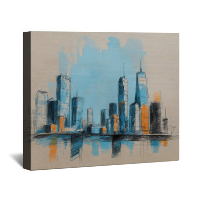 Modern Cityscape Sketch Canvas Gallery Wrap in Many Sizes