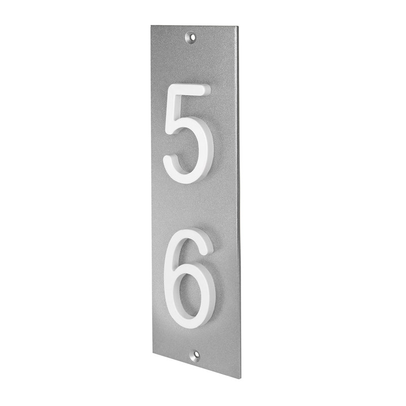 Plaque d'adresse verticale en aluminium Royal Shade, Blanc, Oui, Argent argent
