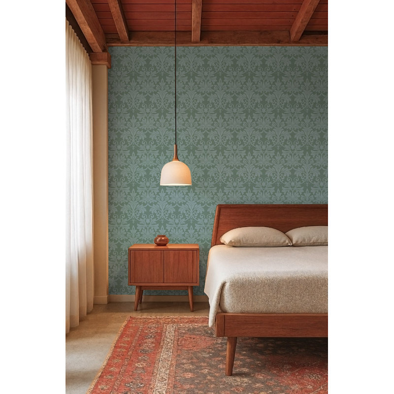 Rococo Relief - Blue Green Wallpaper, Paper